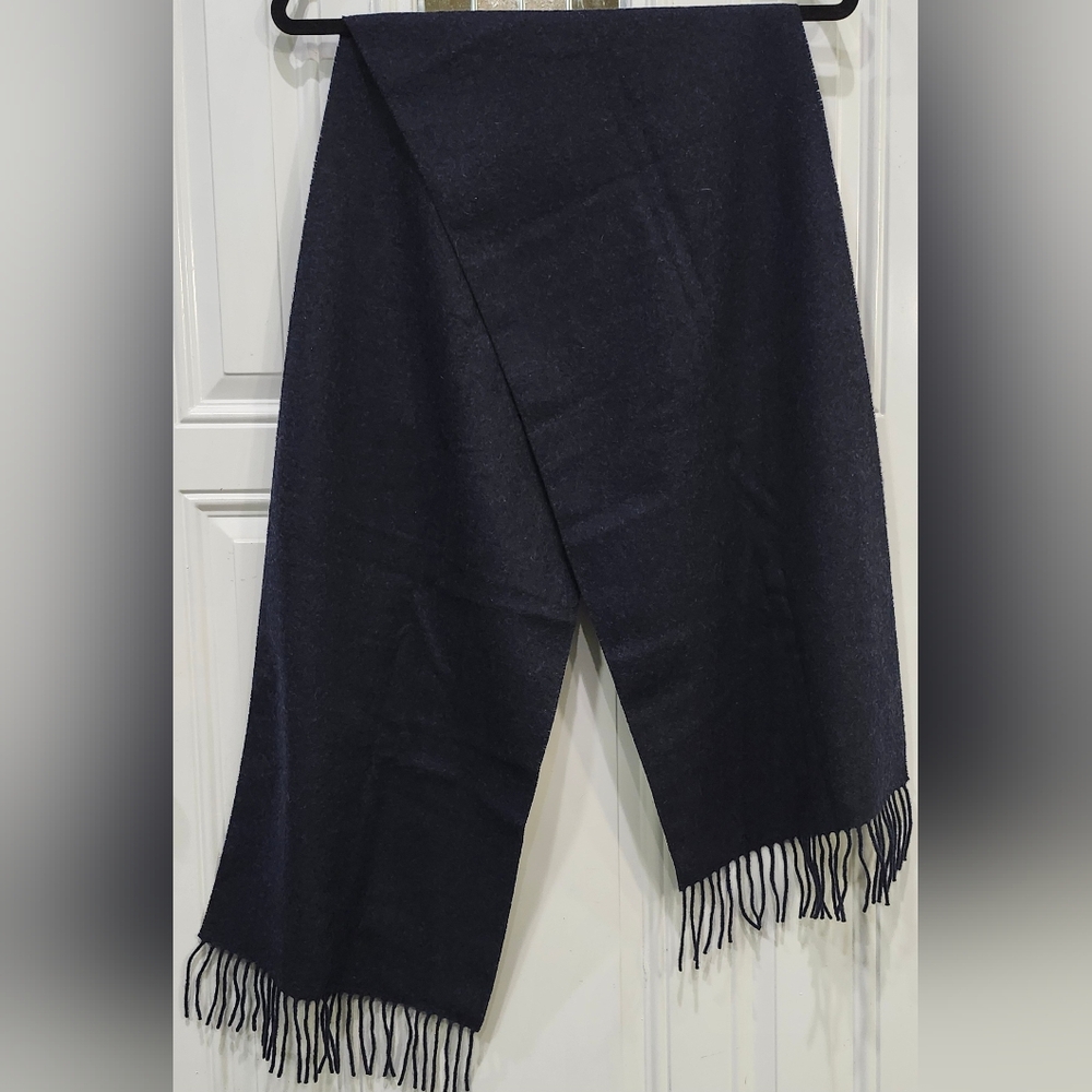 Jos.A.Bank Navy Blue 100% Cashmere Fringe Scarf